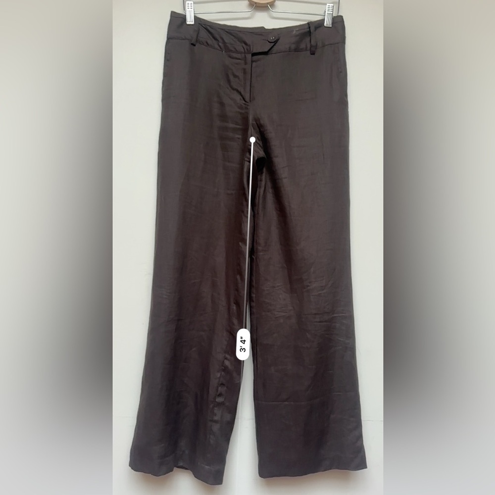 Saint Tropez West Brown 100% Linen Wide Leg Pants Size 6 - Picture 6 of 11